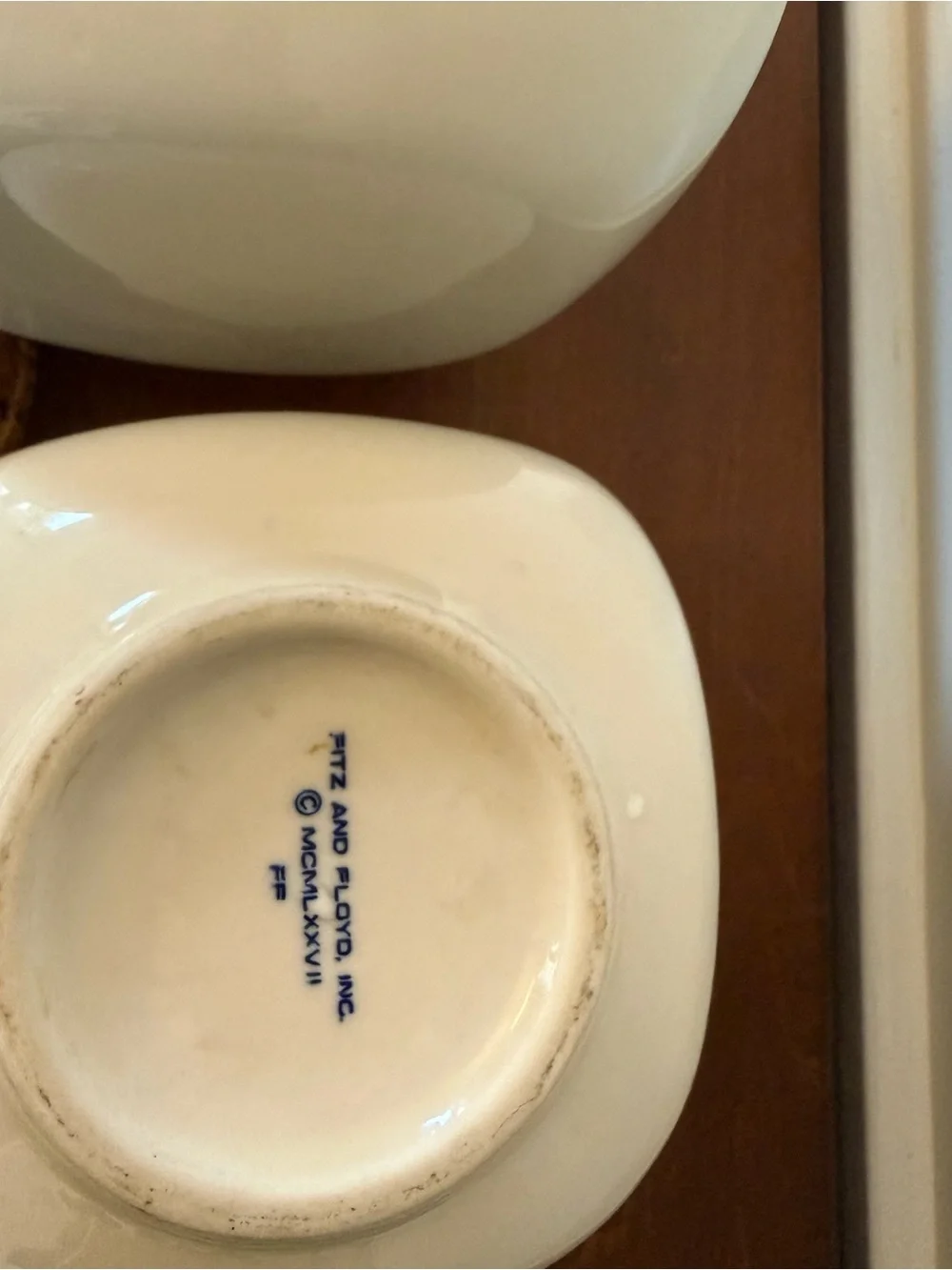 Fitz and Floyd White Ceramic Canister Set with Cork Lids
